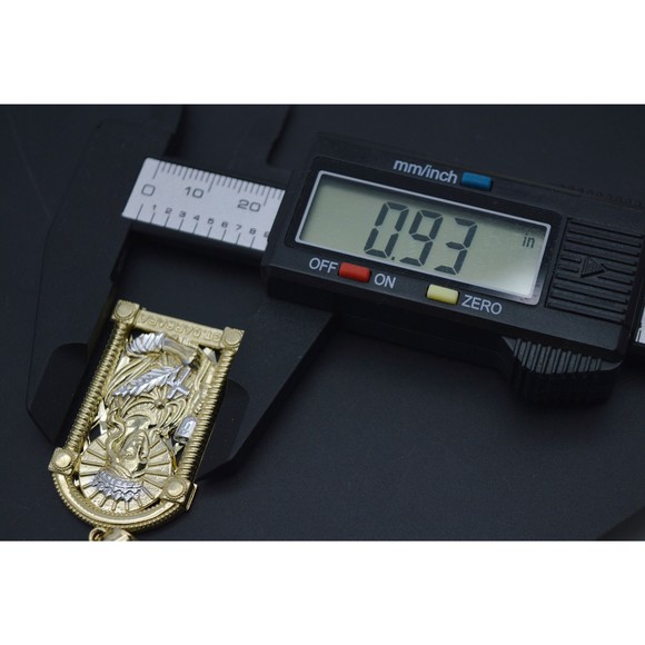 Real Solid 10K Yellow Gold Shiny Medallion St. Barbara Diamond Cut Pendant 10.gr - Picture 6 of 8